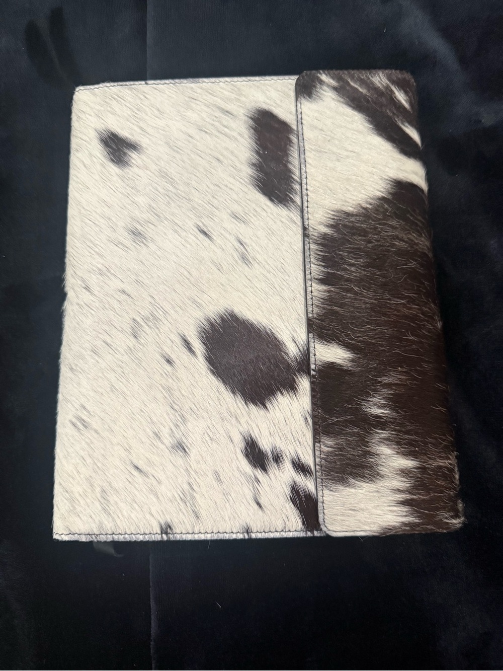 Cowhide Notebook Cover  - White and Back Hair-On Leather
